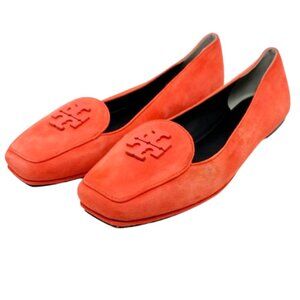 TORY BURCH~Fitz Loafer~KID SUEDE WOMEN'S FLATS SHOES in POPPY RED Size 9.5